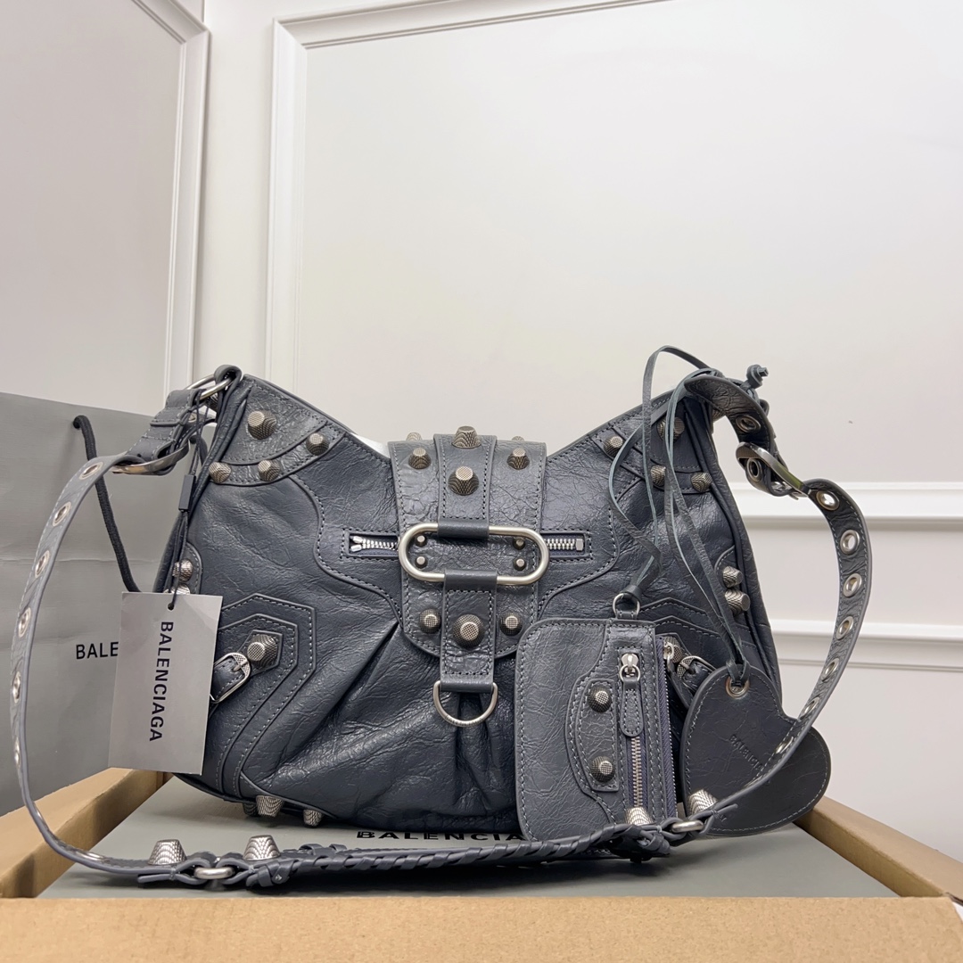 Balenciaga Black Lambskin Leather Medium Le Cagole Crossbody Bag