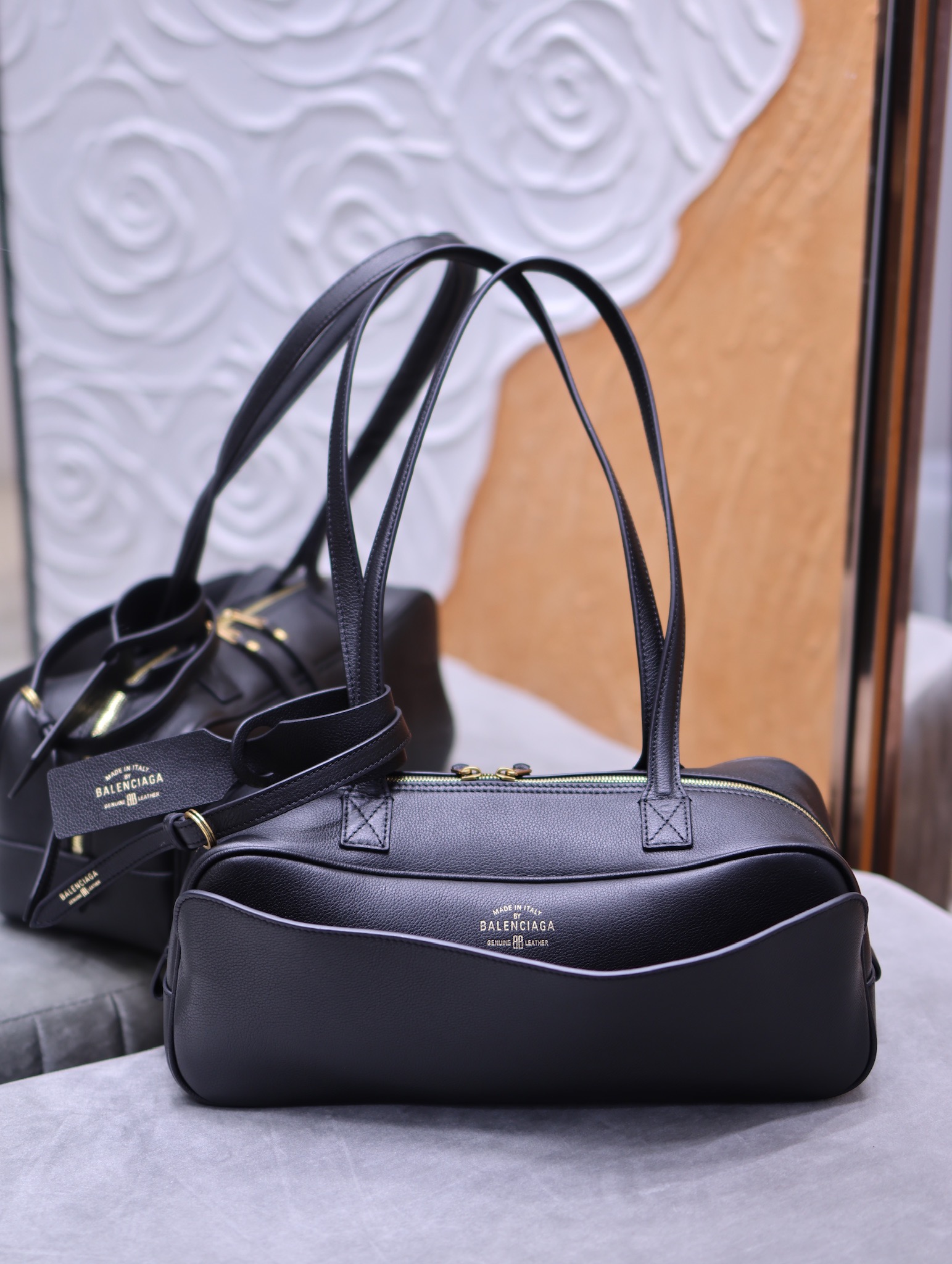 Balenciaga Small Bowling Leather Satchel