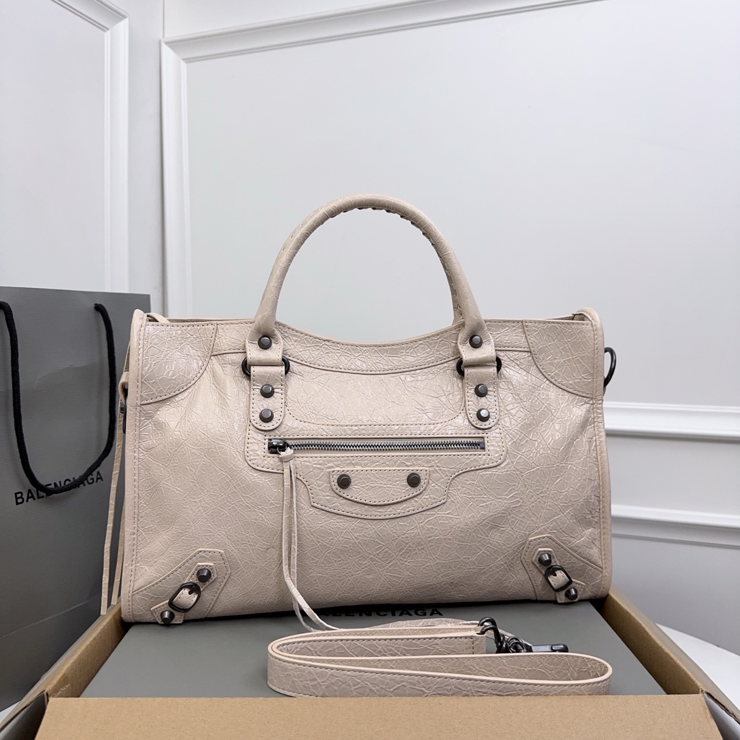 Balenciaga Women’s Le City Bag Medium in Almond | Balenciaga US