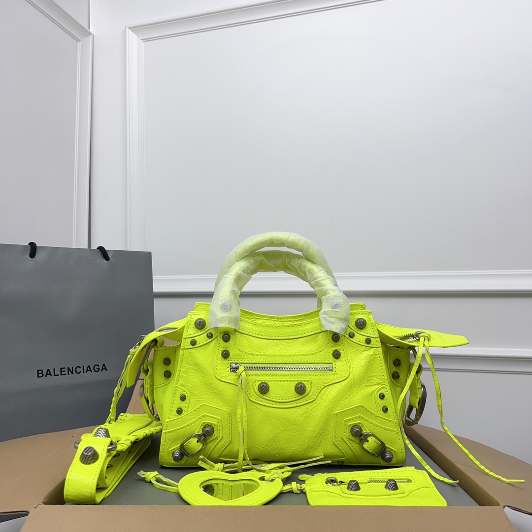 Balenciaga Leather Motocross Twiggy – Yellow Handle Bags, Handbags – BAL336222