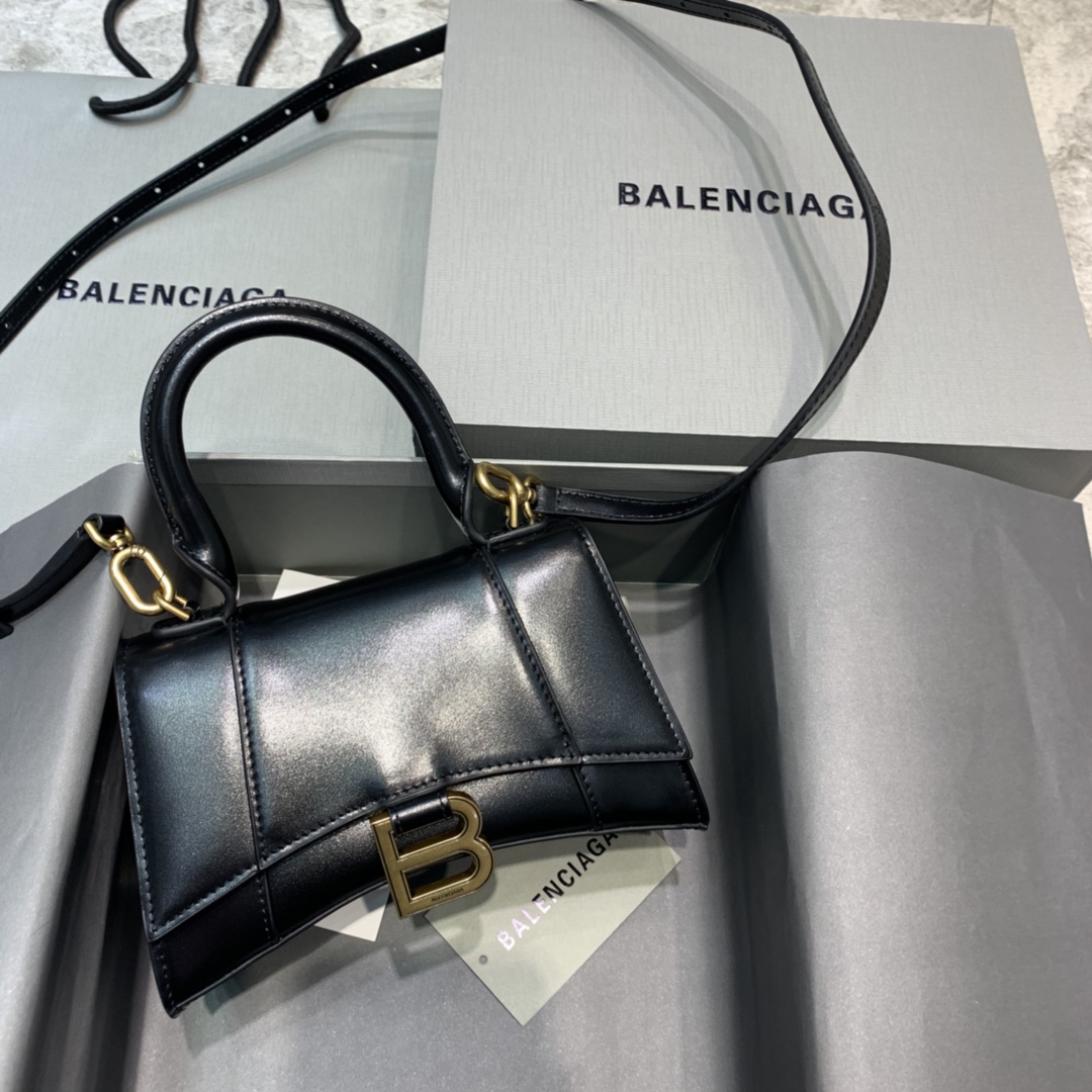Balenciaga Black Hourglass XS Leather Bag |