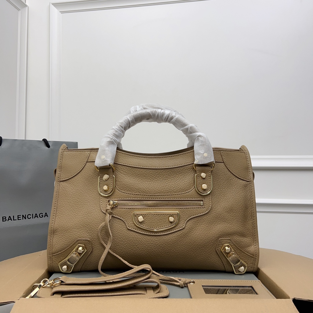 BALENCIAGA Chevre Gold Metallic Edge Hardware S City