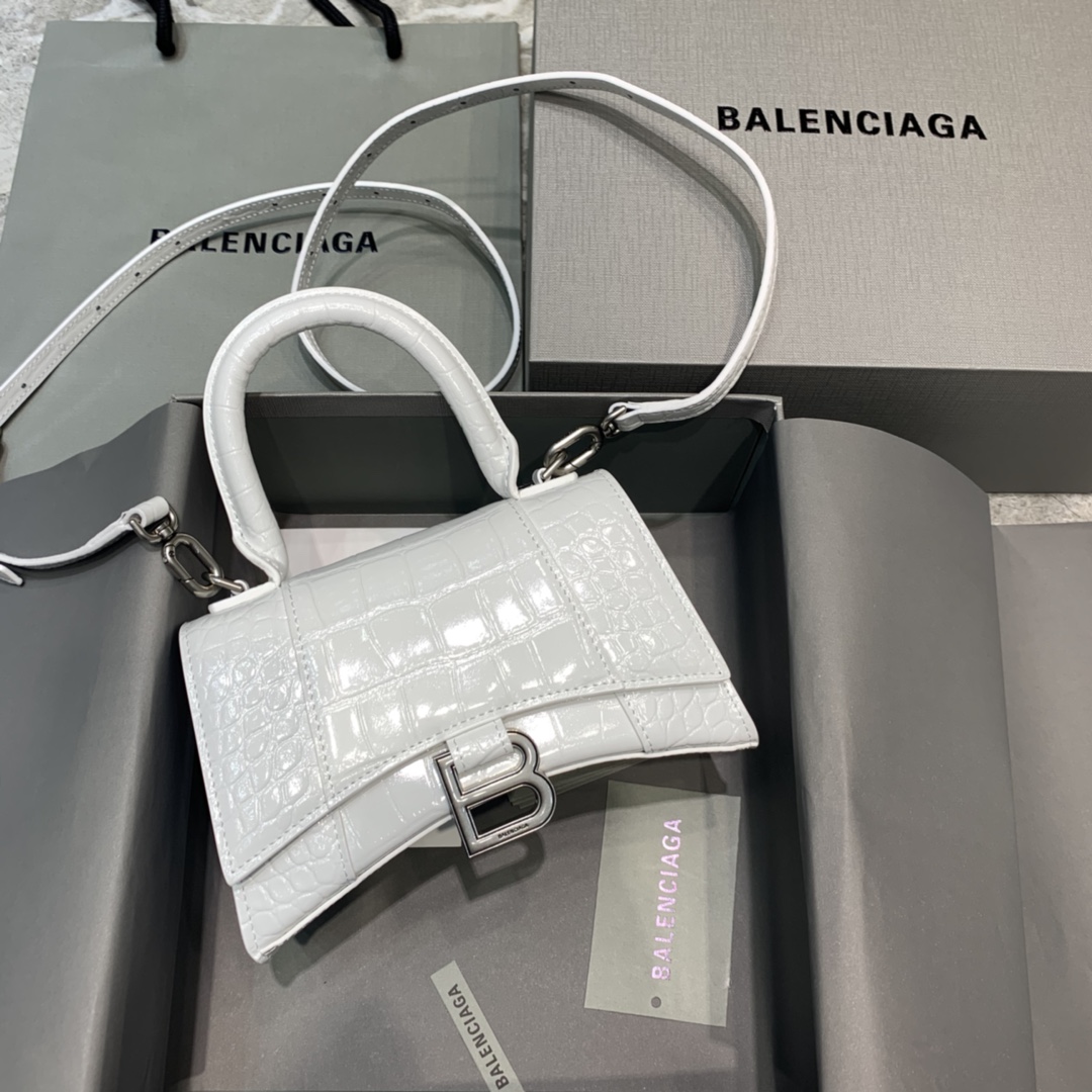 Balenciaga Leather Hourglass 2022 – White Handle Bags,