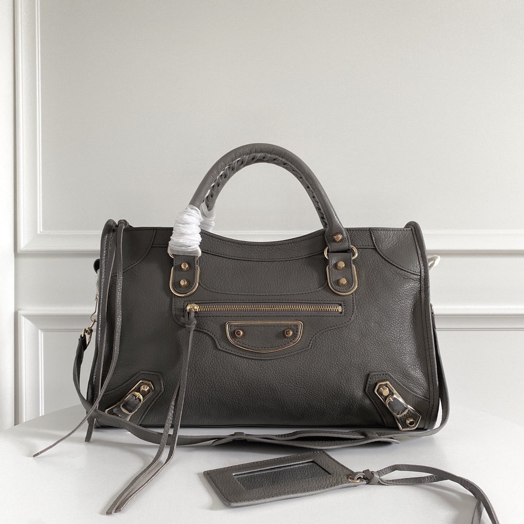 BALENCIAGA Chevre Gold Metallic Edge Hardware S City