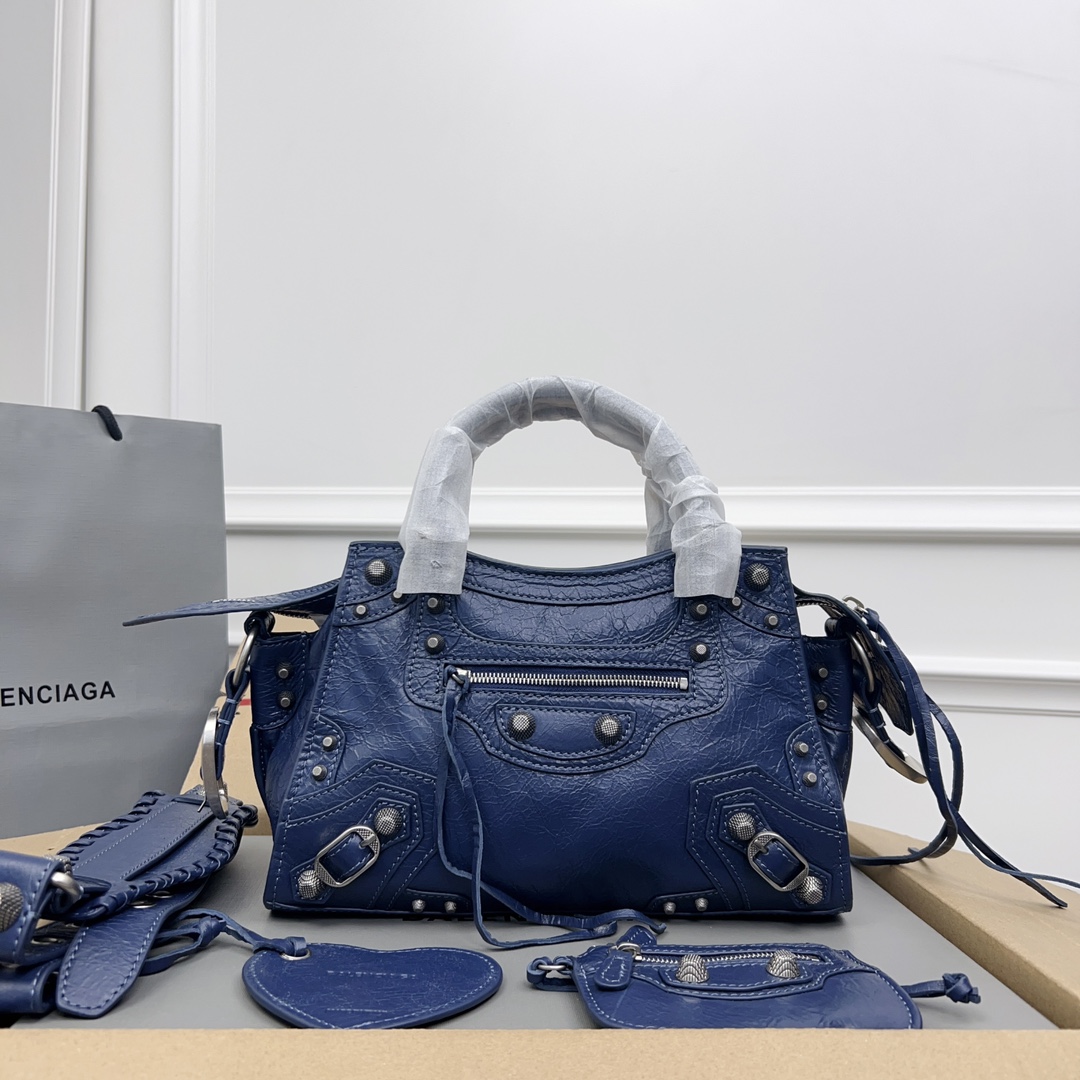 BALENCIAGA Agneau Giant 12 Silver Hardware Mini City Bleu Balenciaga 00129