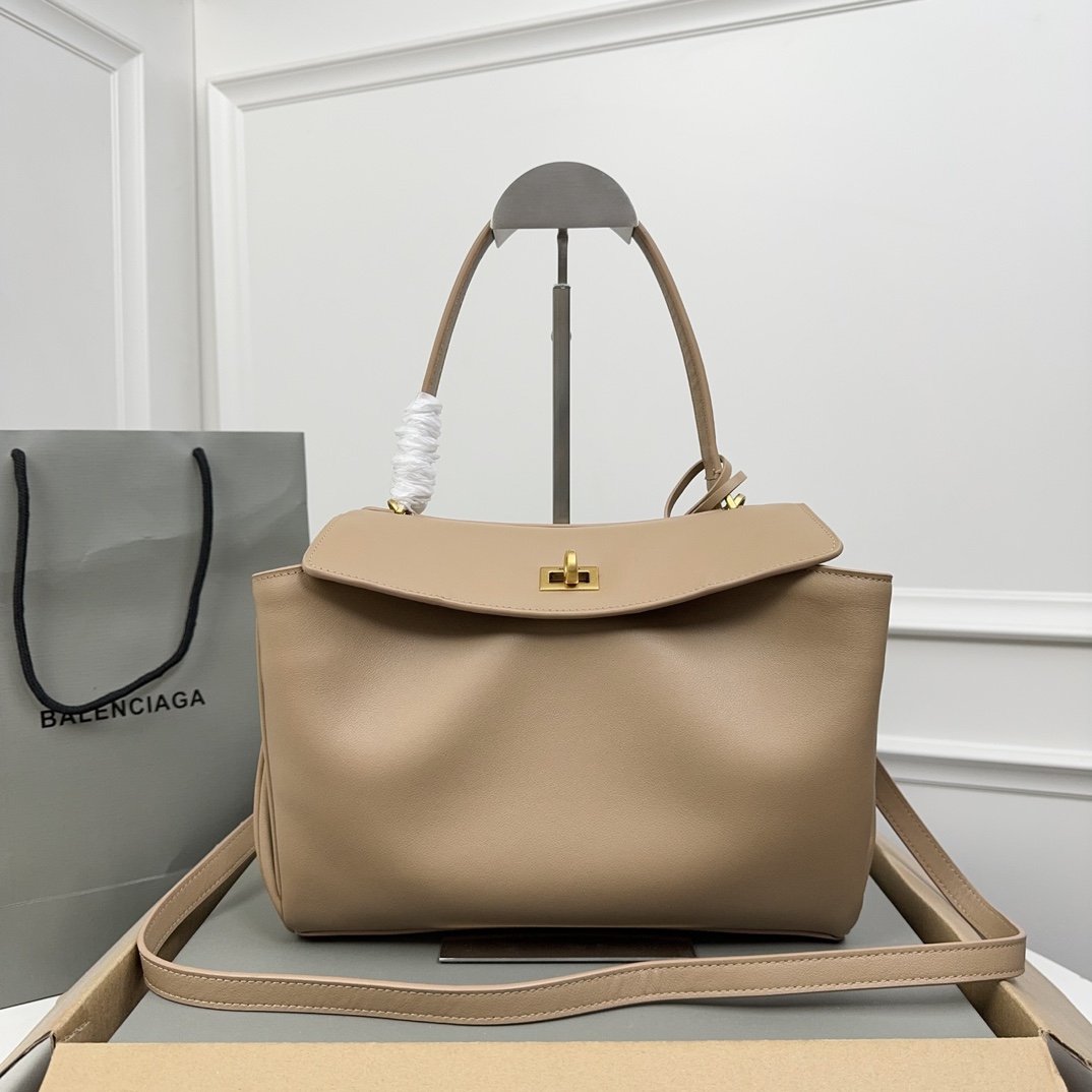 Balenciaga Leather Rodeo Top Handle Bag |brown