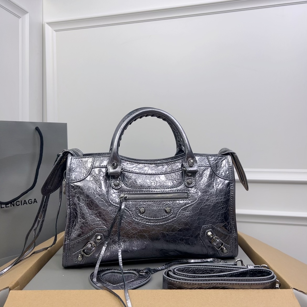 Balenciaga Women’s Le City Bag Medium in Steel Grey | Balenciaga US