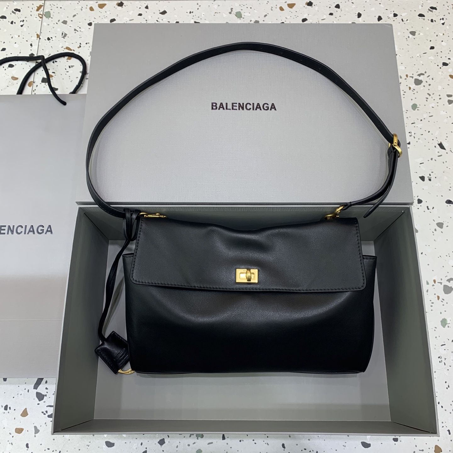 Balenciaga Women’s Rodeo Bag With Chain Nano in Black | Balenciaga US