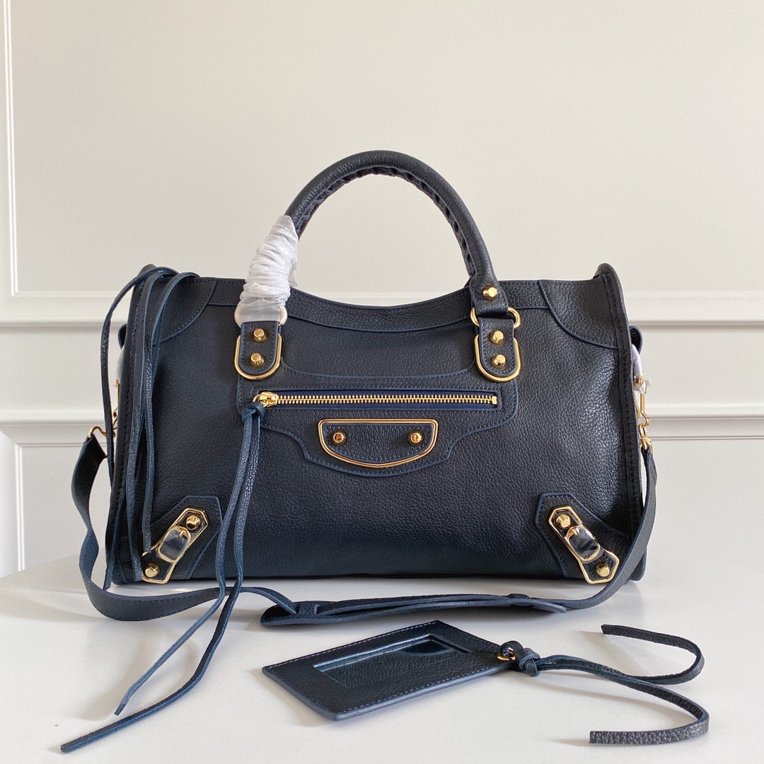 Balenciaga Classic Metallic Edge Mini City Bleu Nuit –