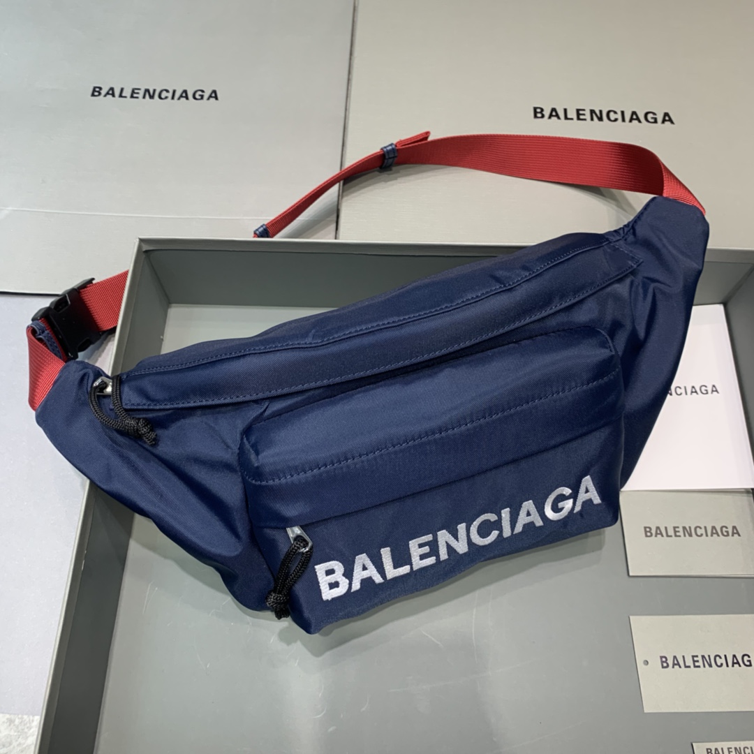 Balenciaga Navy Logo Wheel Belt Bag Fanny Pack