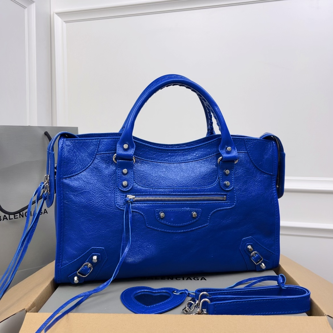 Balenciaga Electric Blue Leather RH City Tote Balencia