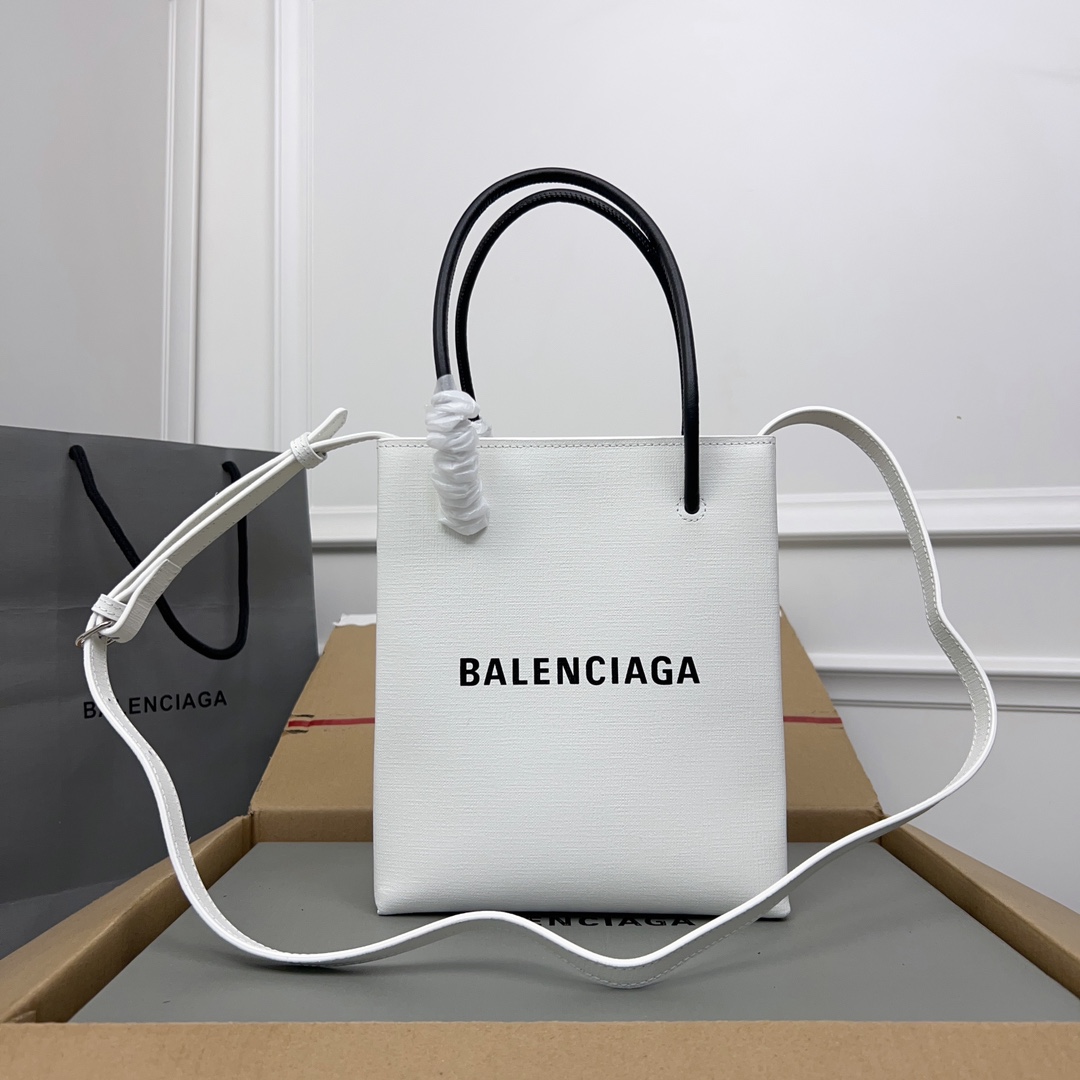 Balenciaga Logo XXS Shopping Tote – White Handle Bags, Handbags – BAL245161