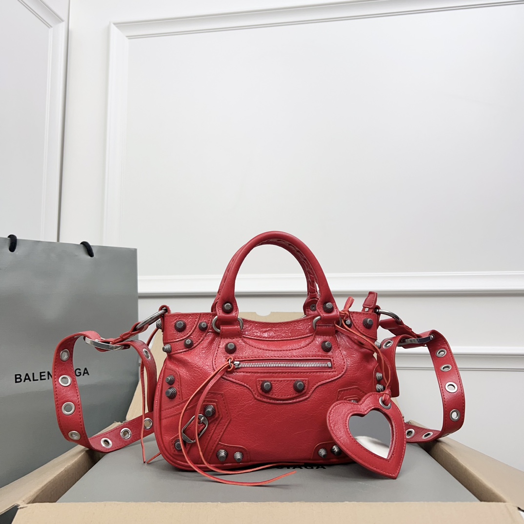BALENCIAGA The First Handbag Shoulder Bag 2way Red Leathe