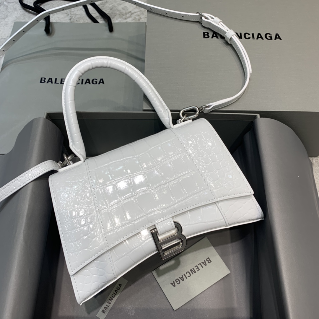 Balenciaga Women’s Hourglass Handbag Small in White | Balenciaga US