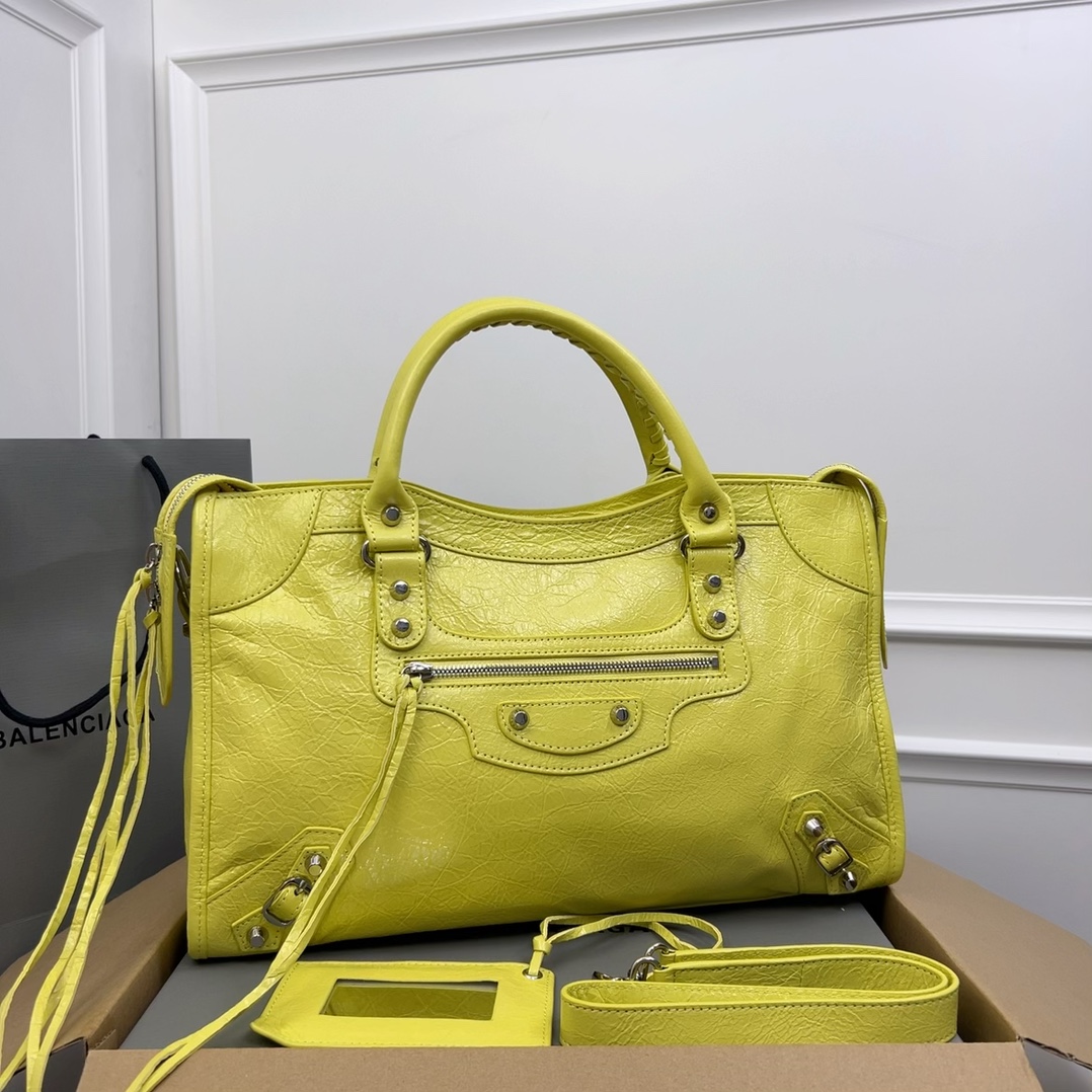 Balenciaga Bouton D’Or Lambskin Leather Motorcycle City Bag