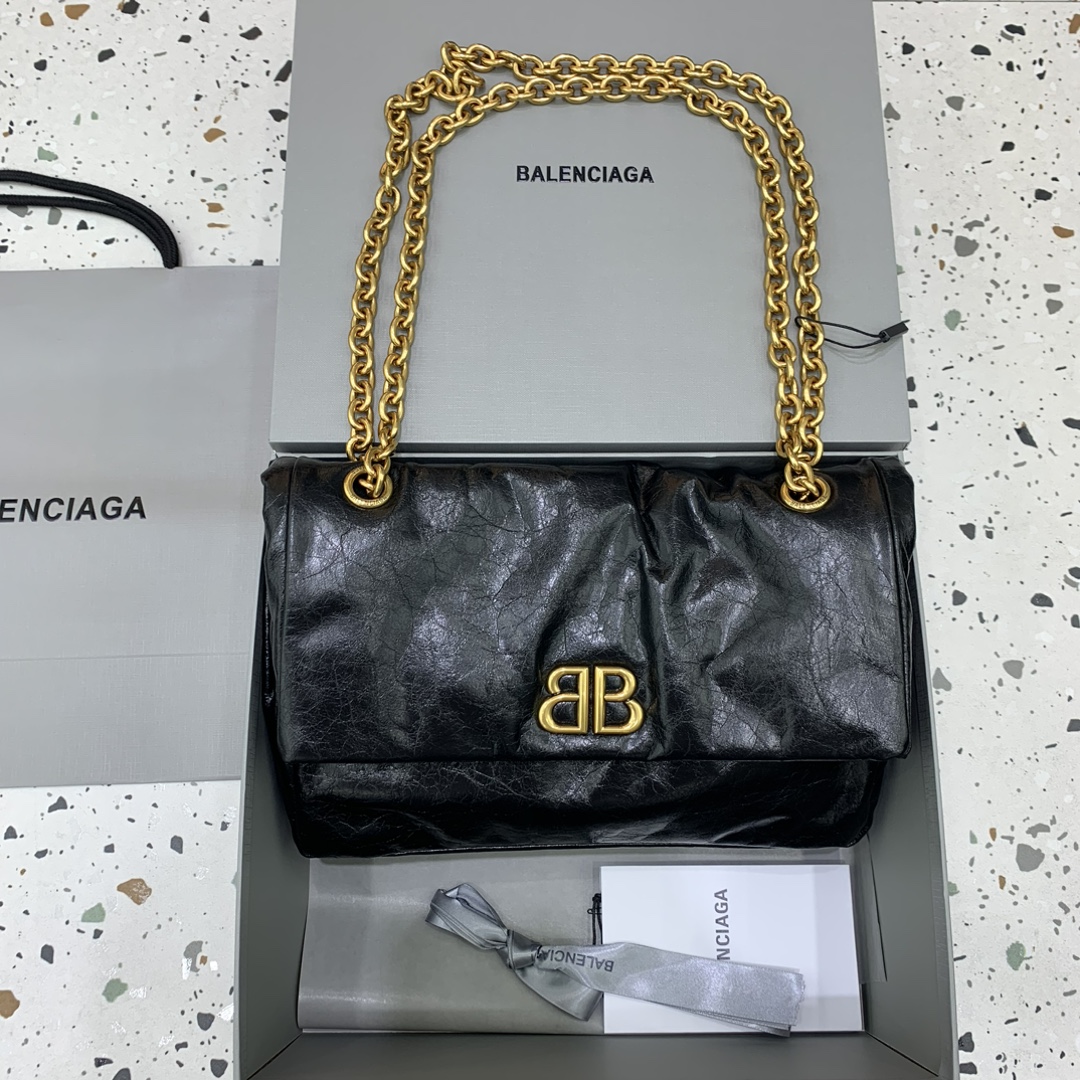 Balenciaga Women’s Monaco Chain Bag Medium in Black | Balenciaga