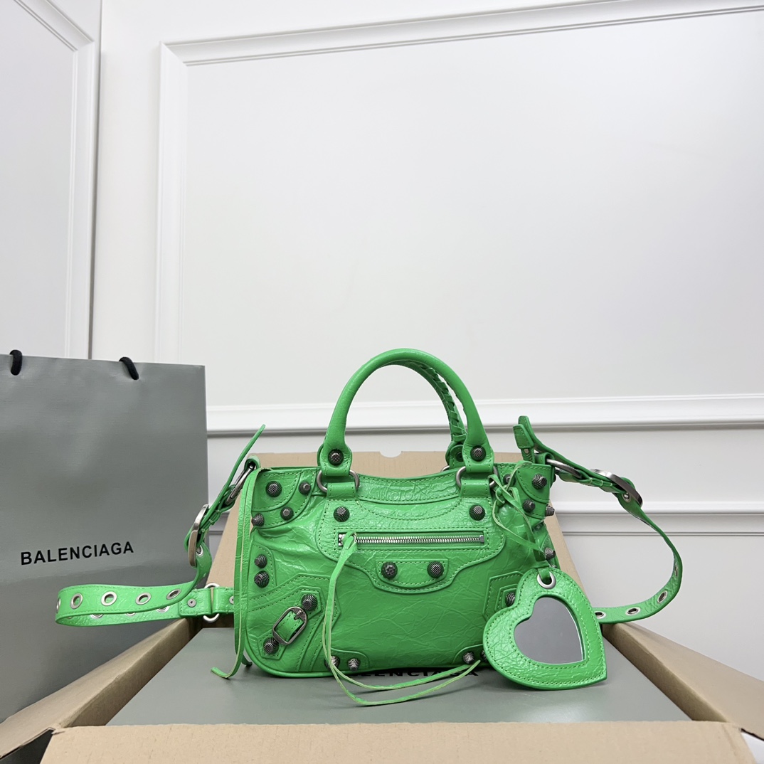 Balenciaga Leather Shoulder Bag Small 2023 – Green