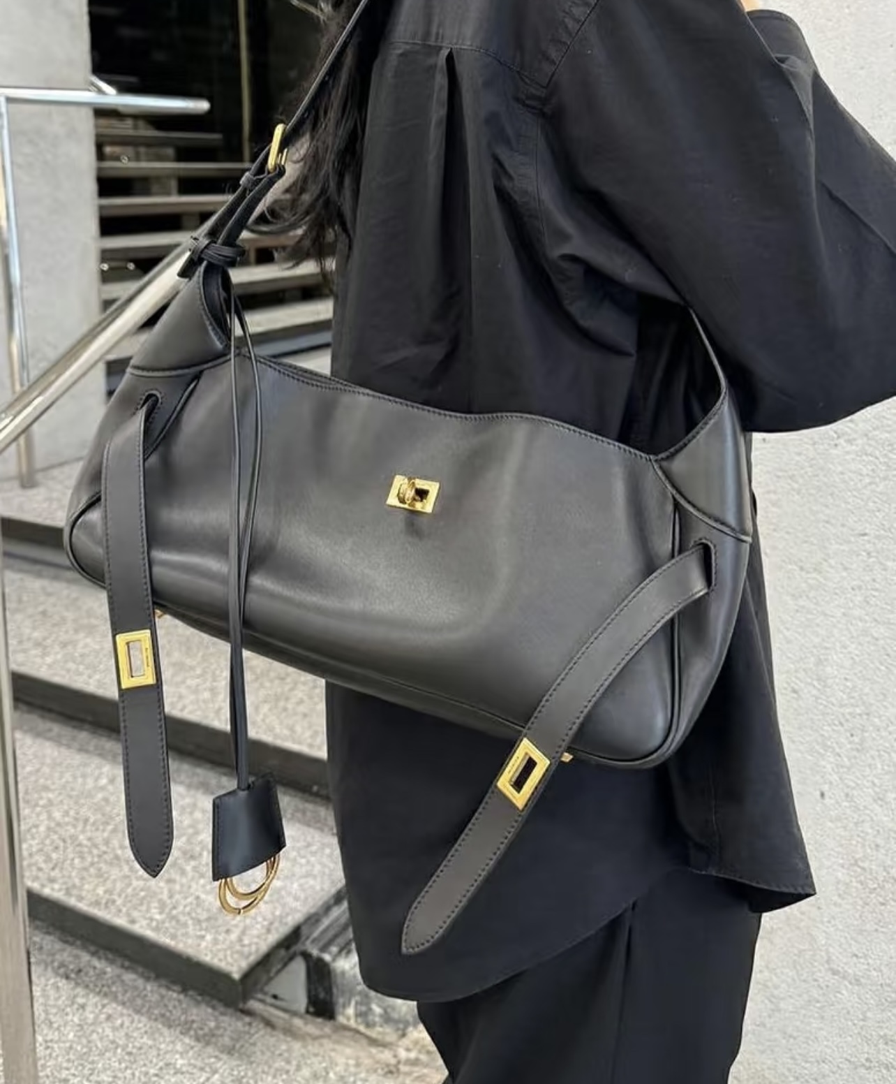 Balenciaga Women’s Bel Air Shoulder Bag Small in Black | Balenciaga US