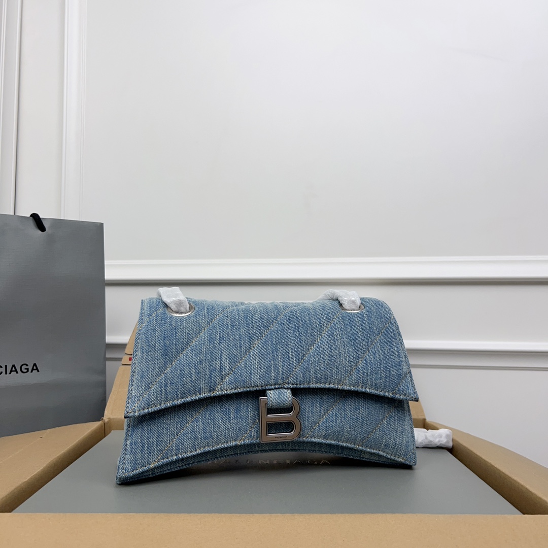 Balenciaga Crush Medium Chain Bag Quilted In Denim | Saks Fifth Avenue