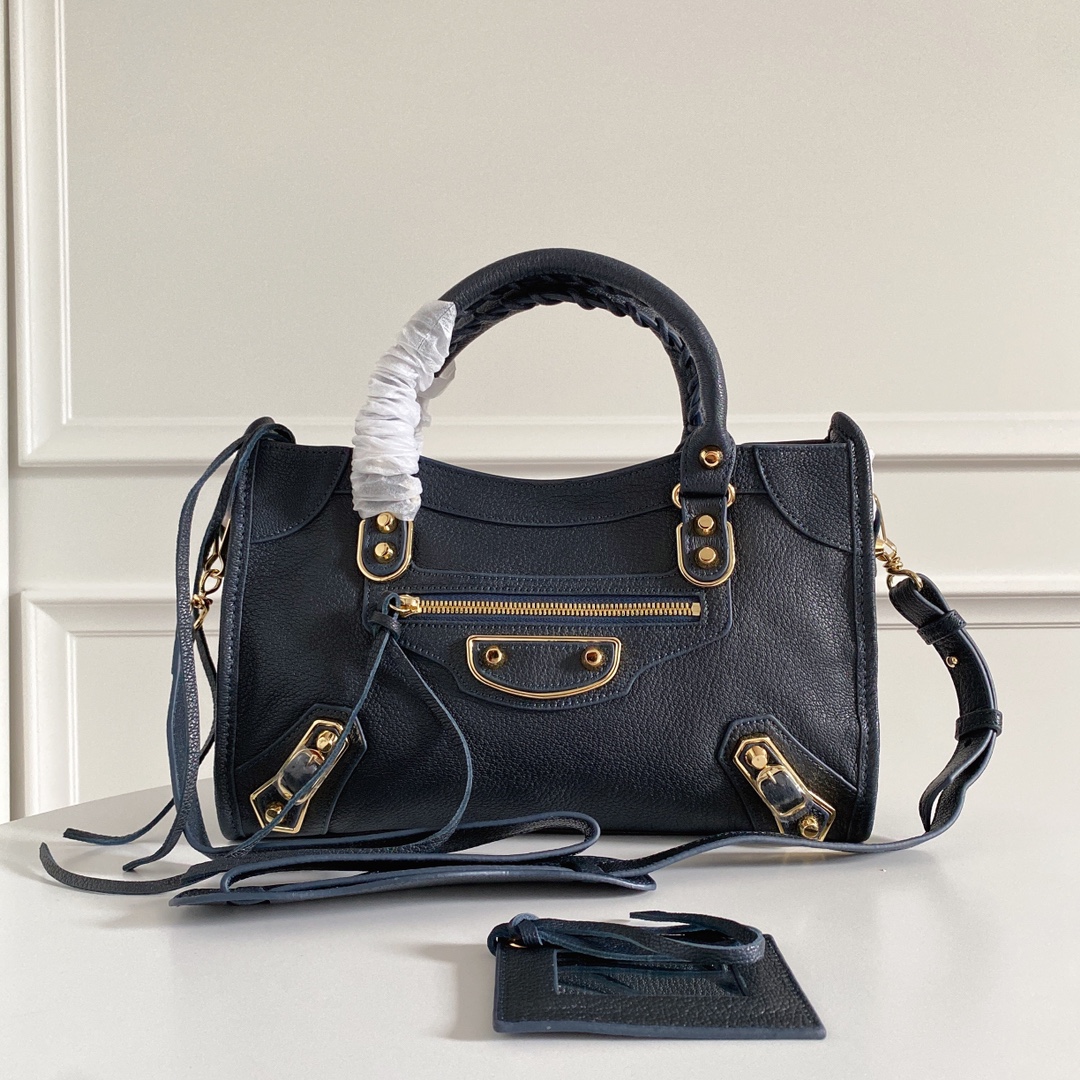 Balenciaga Classic Metallic Edge Mini City Bleu Nuit