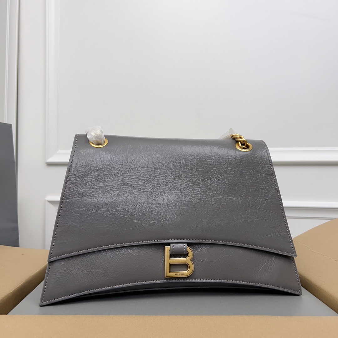 BALENCIAGA Hourglass crinkled-leather shoulder bag