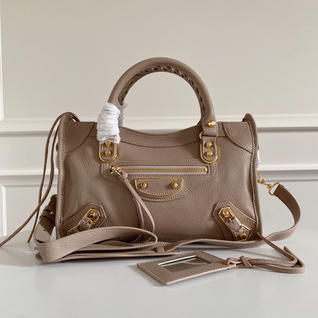 BALENCIAGA Chevre Gold Metallic Edge Hardware Mini
