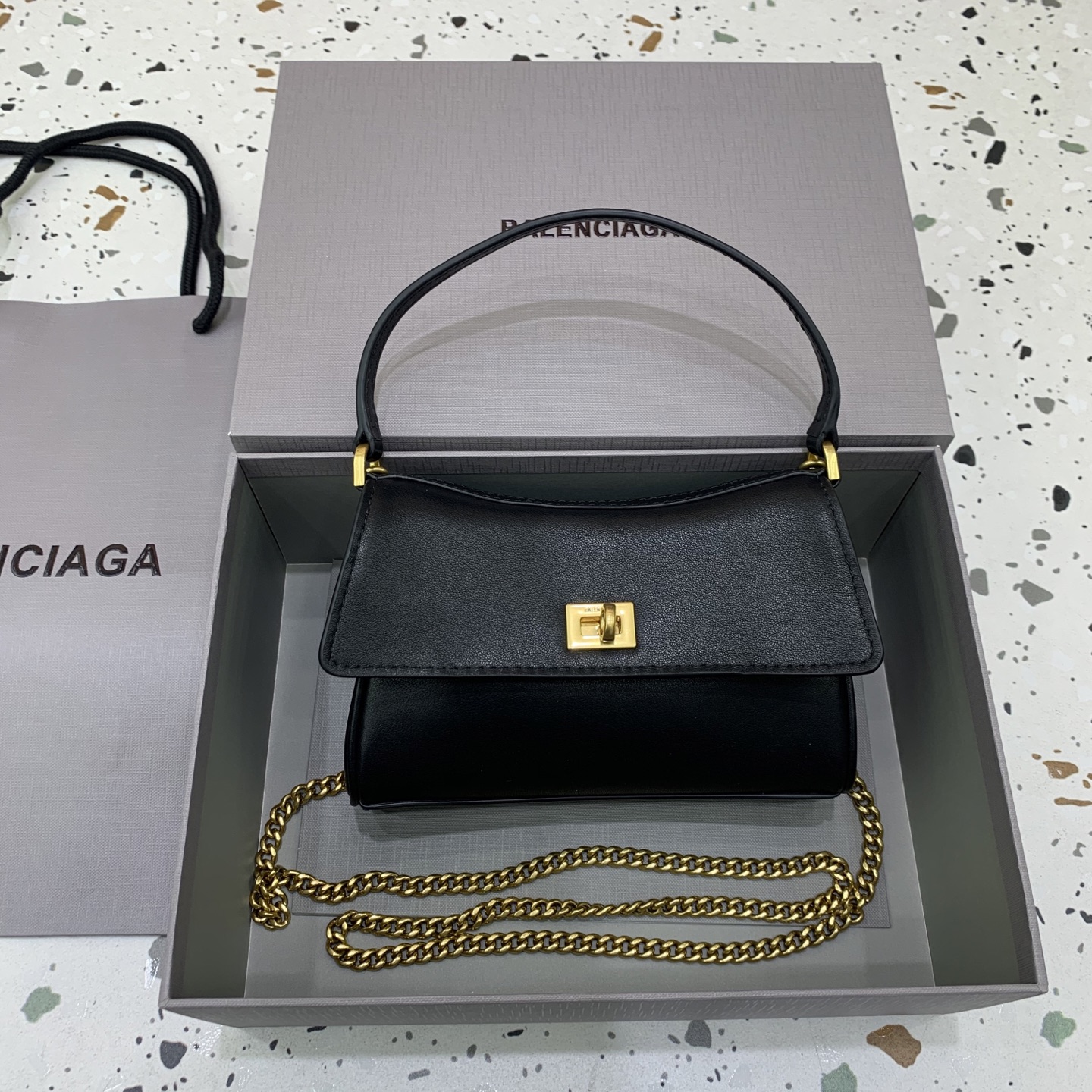 Balenciaga Women’s Rodeo Bag With Chain Nano in Black | Balenciaga US