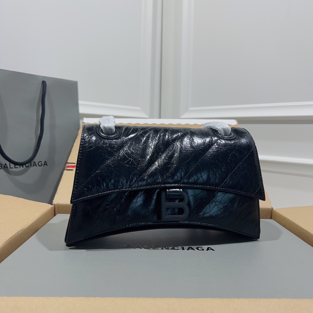 BALENCIAGA Crushed Calfskin Quilted Matte Black Hardware