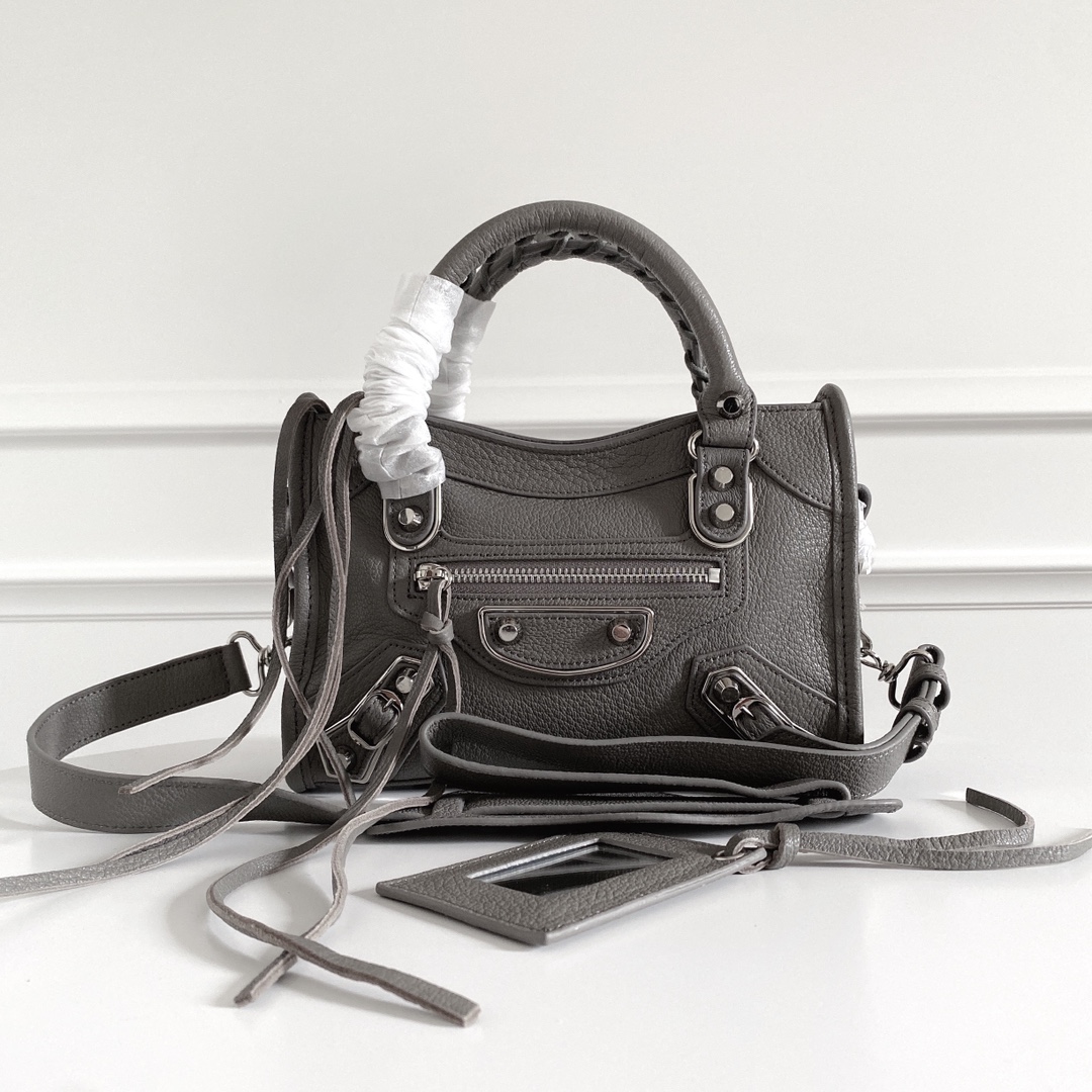 BALENCIAGA Grained Calfskin Neo Classic GRAY Silver