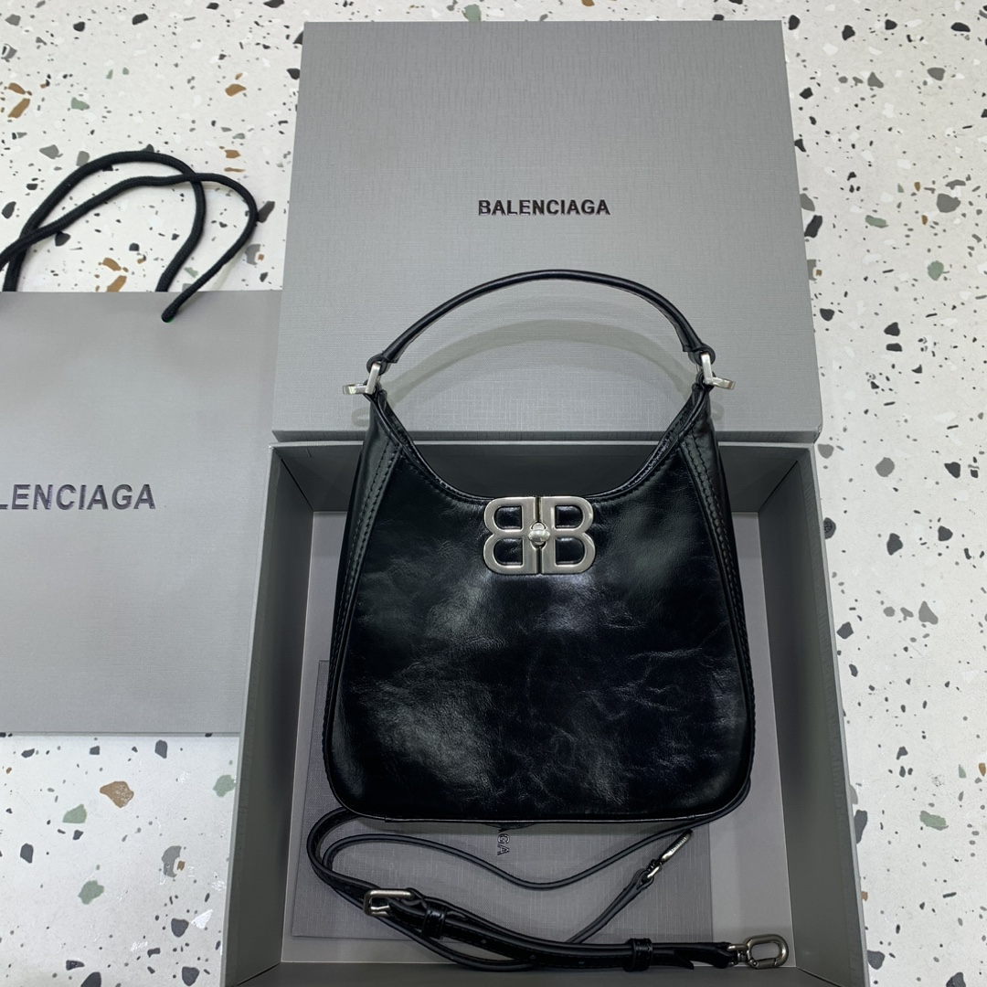 Balenciaga BB Soft Lambskin Leather Hobo Bag