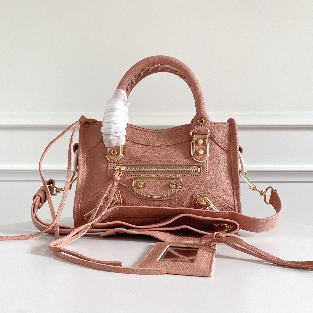 Balenciaga Rose Bonbon Leather SH Hardware Metal Plate Bag Balenciaga