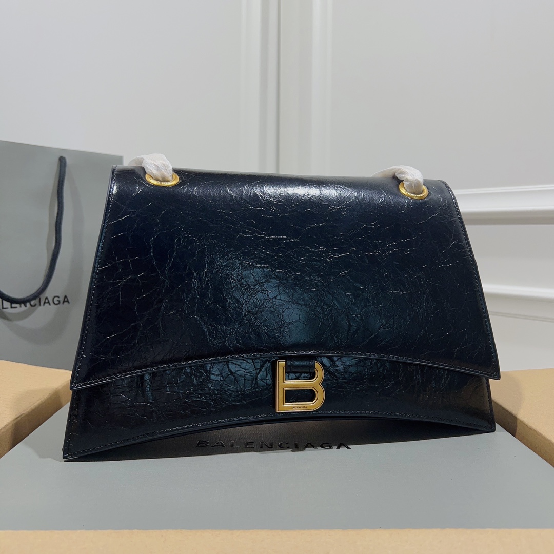 Balenciaga Women’s Crush Chain Bag Small in Black | Balenciaga US