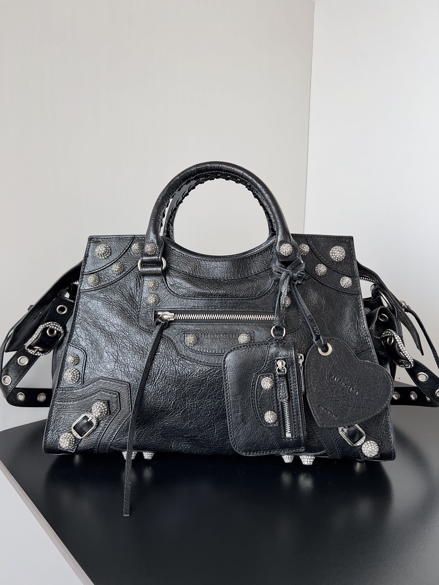 Balenciaga Neo Cagole City Handbag With Rhinestones