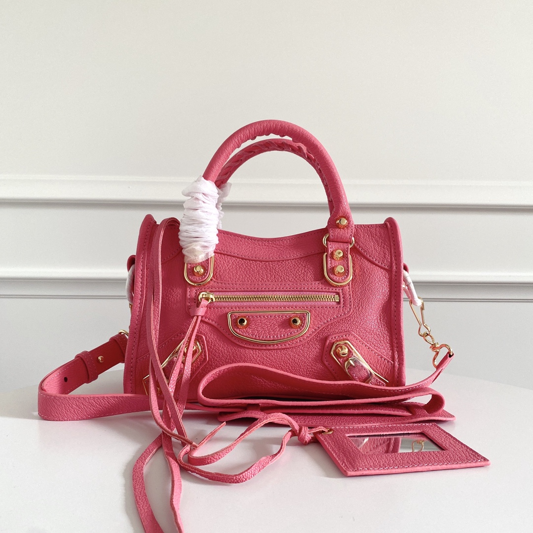 Balenciaga Motocross Metallic Edge Mini City Bag – Red Mini