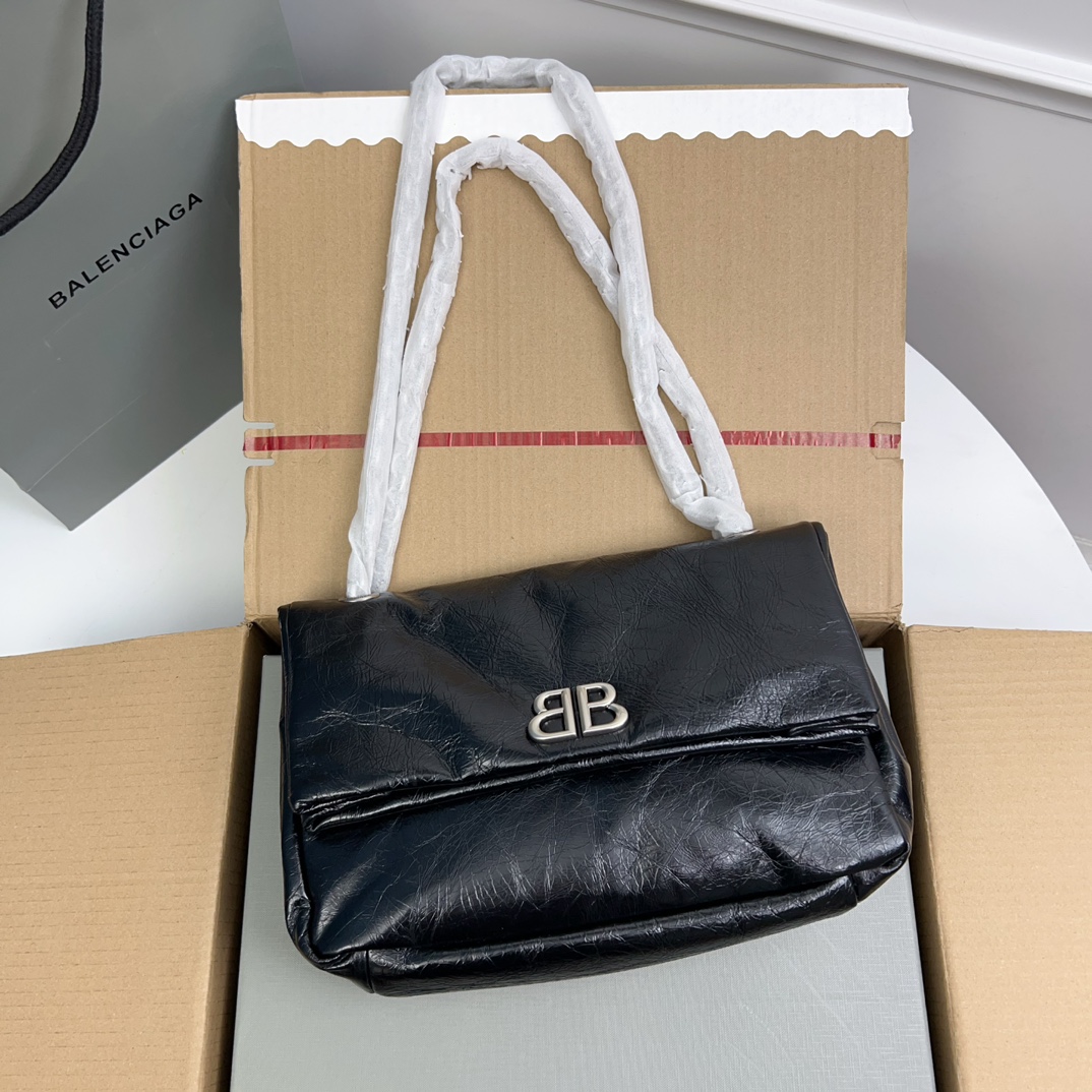 Balenciaga Monaco Mini Bag in Vintage Silver Hardware and