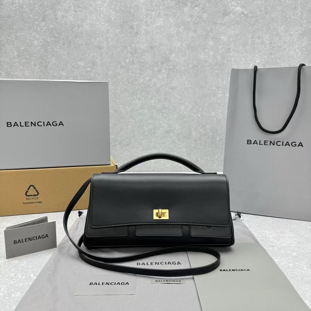 Balenciaga Women’s Bel Air Clutch On Strap Small in Black |