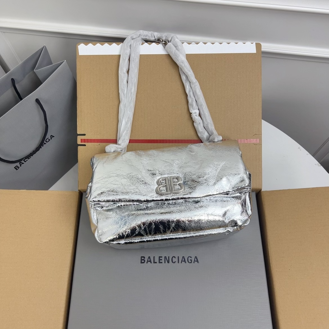 Balenciaga Monaco Metallized Small Chain Shoulder Bag