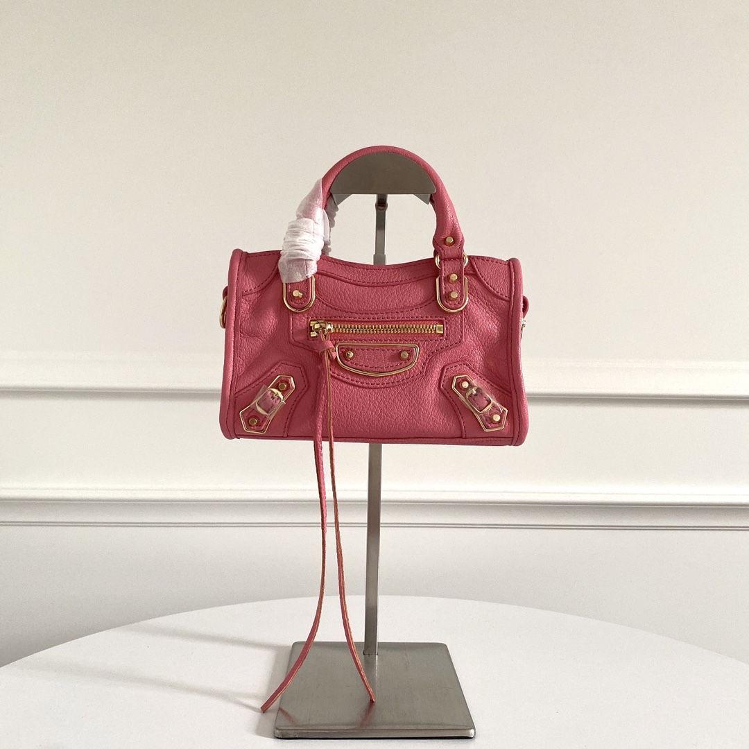 Balenciaga Motocross Metallic Edge Mini City Bag – Red Mini