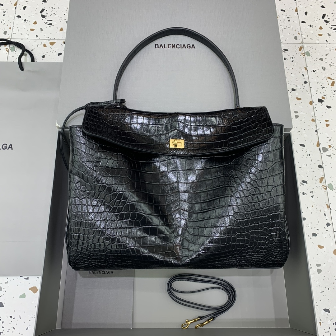 Balenciaga Embossed Leather Rodeo Medium 2024 – Black
