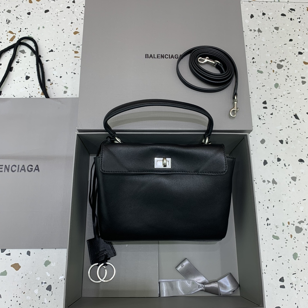 BALENCIAGA Natural Smooth Calfskin Mini Rodeo Top Handle