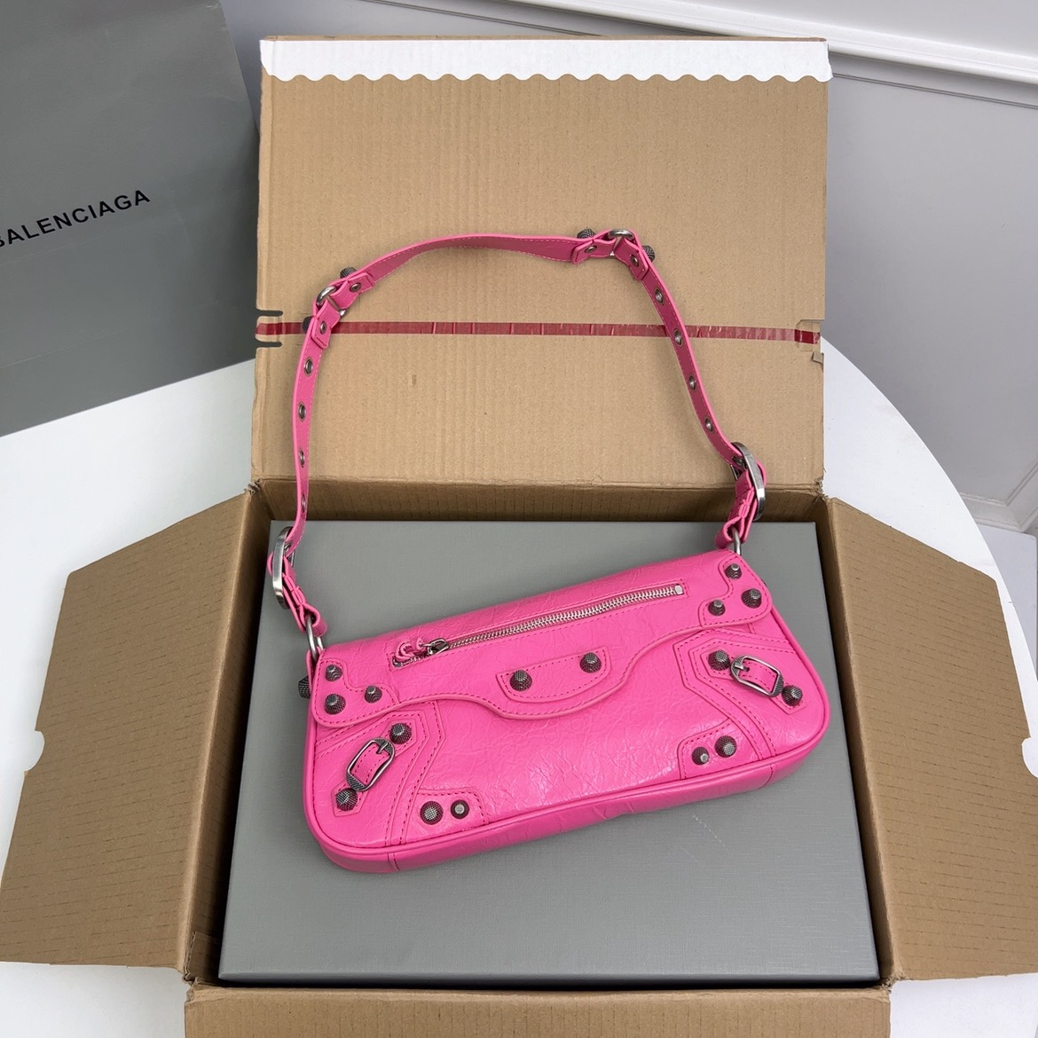 Balenciaga Pink Leather Le Cagole S Sling Bag