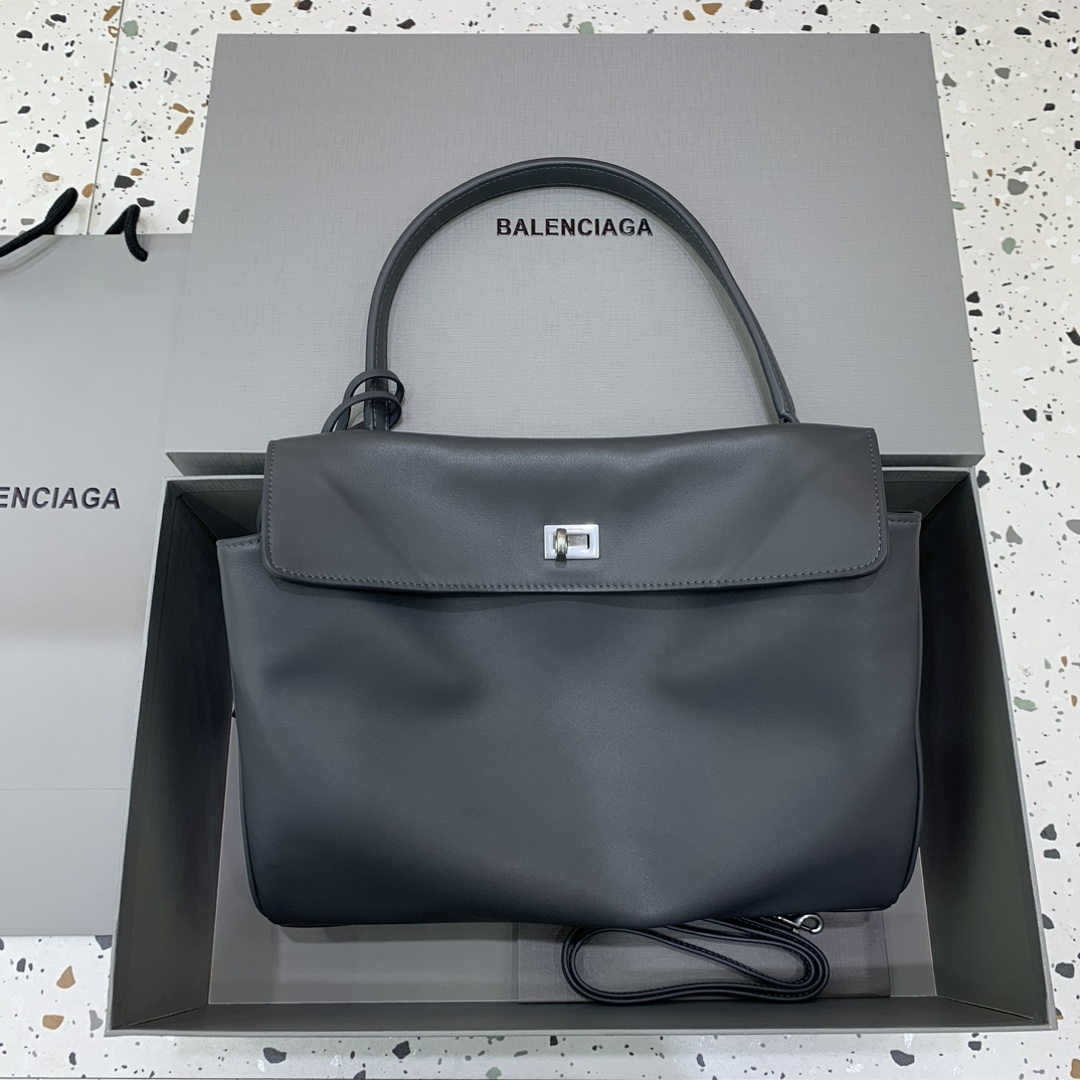 Balenciaga Leather Shoulder Bag Medium 2024 – Grey