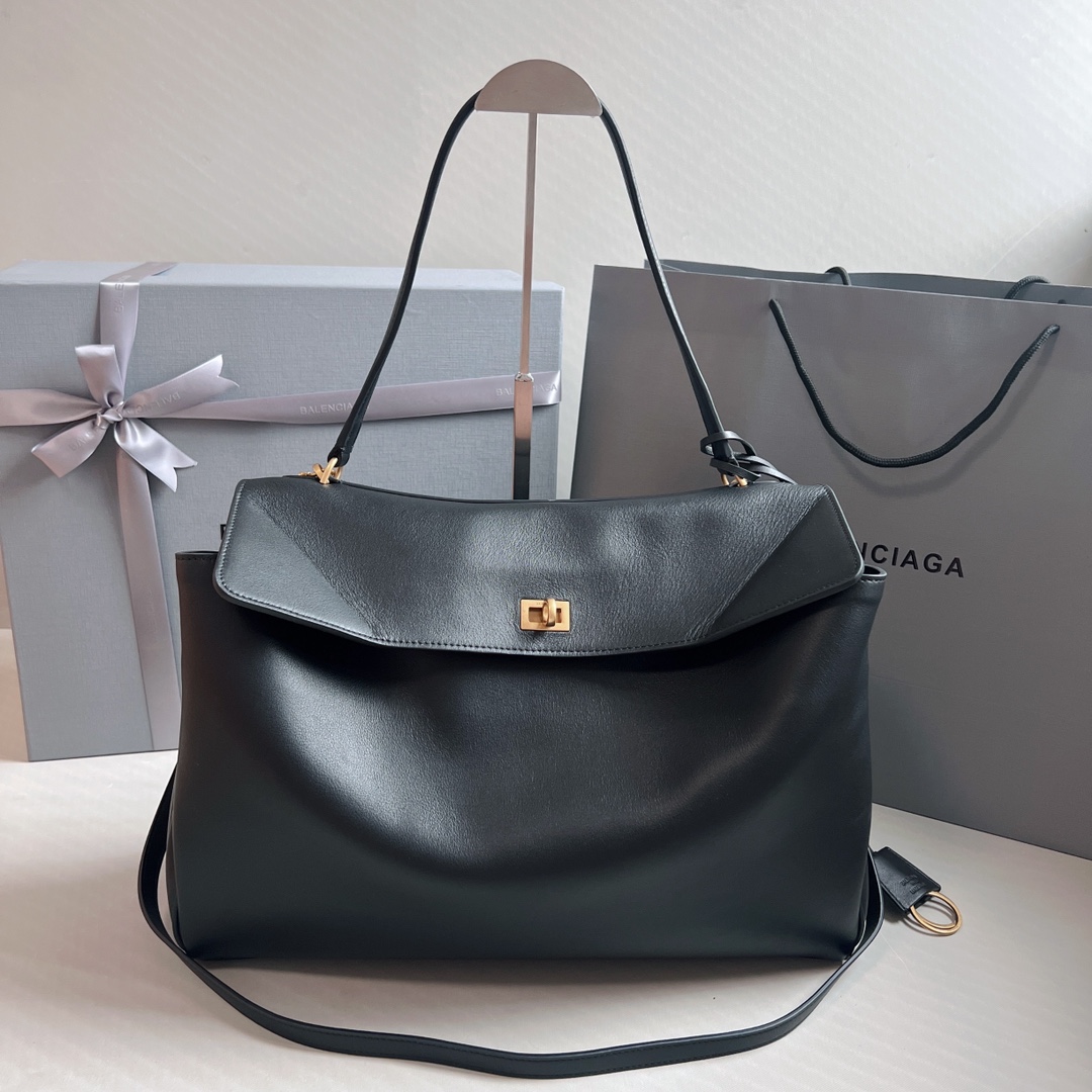Balenciaga Leather Hobo – Black Totes, Handbags –