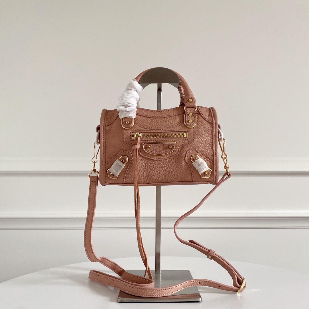 BALENCIAGA Chevre Gold Metallic Edge Hardware Mini