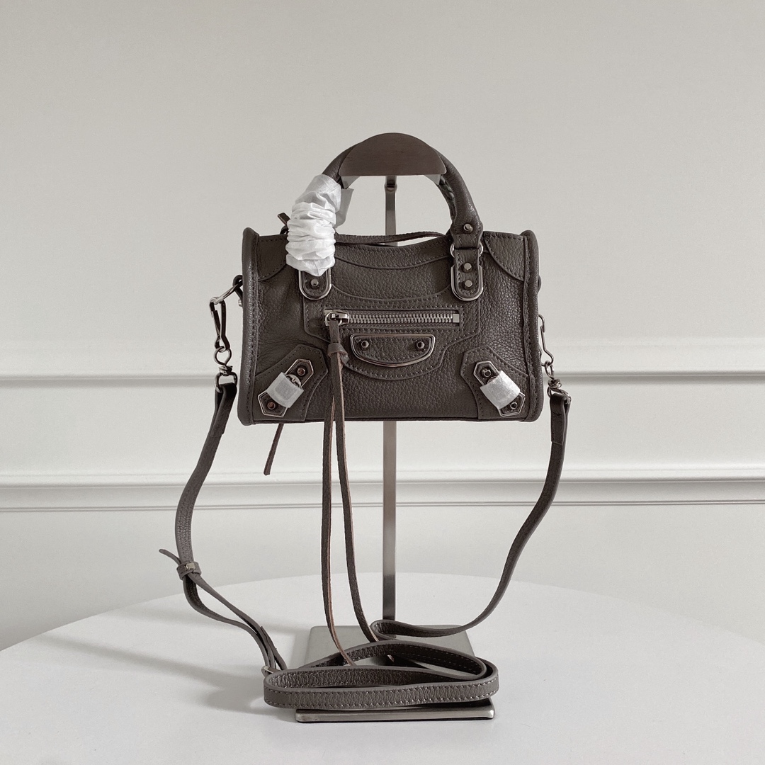 Balenciaga Grey Leather Neo Super Nano City Bag | eBay