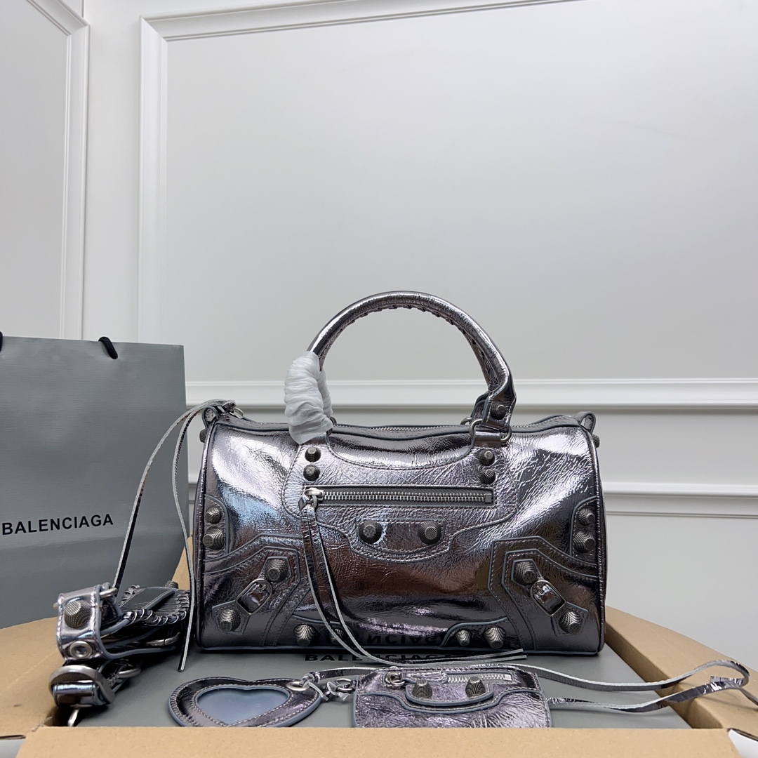 Balenciaga Leather Le Cagole Duffle Bag Mini 2024 – Grey Handle Bags, Handbags –