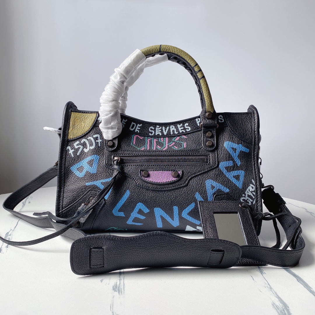 Balenciaga Classic City AJ Small Graffiti Satchel Bag
