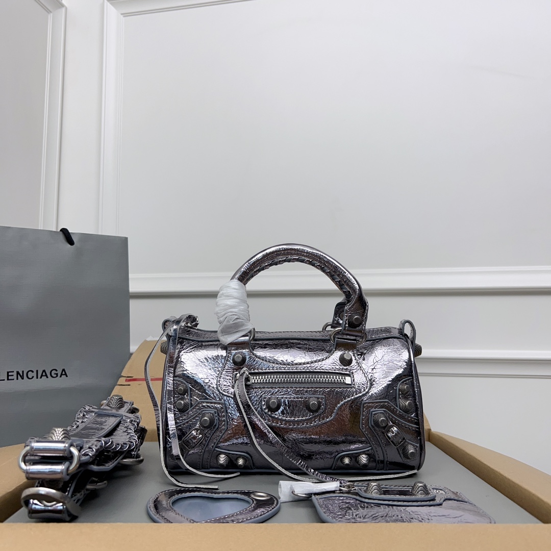 Balenciaga Leather Le Cagole Duffle Bag Mini 2024 – Grey