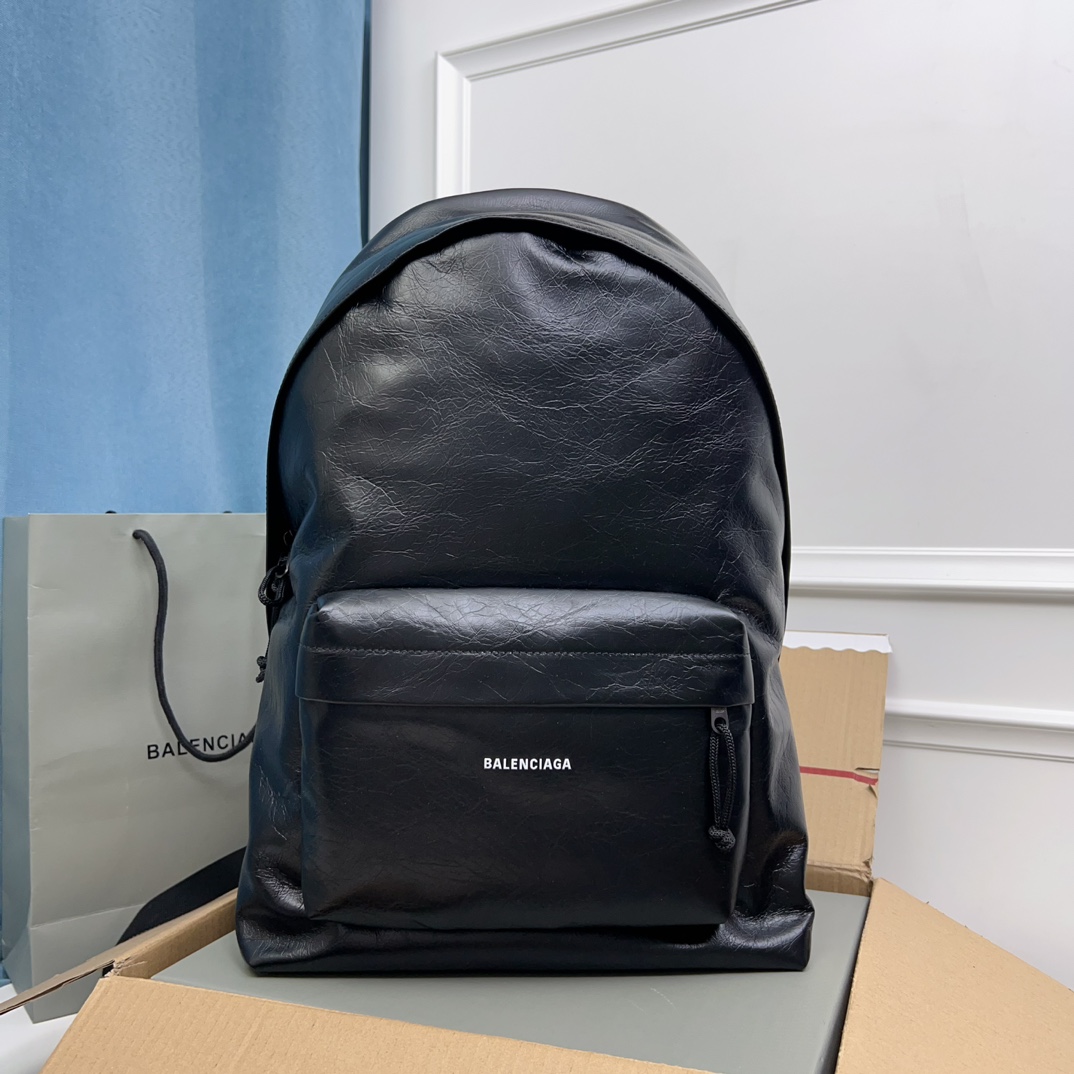 BALENCIAGA Backpack Unisex Explorer Leather Vintage 503221 1VG07 1000 Black