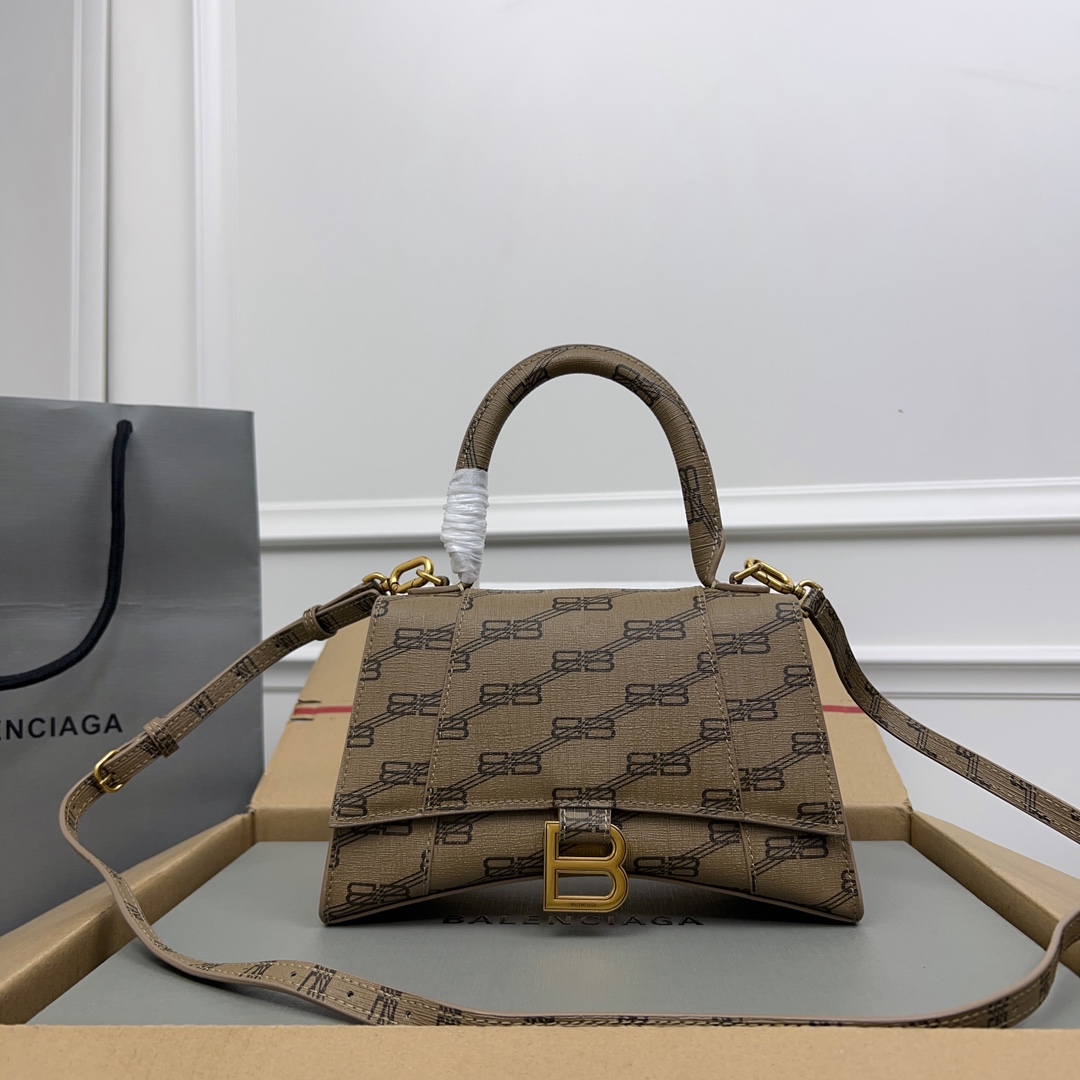 BALENCIAGA Coated Canvas BB Monogram Small Hourglass